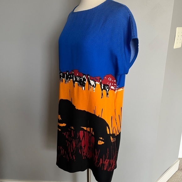 Diane von Furstenberg Harriet Runway Lion Landscape Print Shift Cocktail‎ Dress - Picture 13 of 16